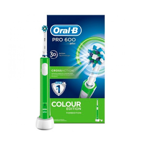 Braun oral-b pro 600 crossaction verde cepillo de dientes eléctrico recargable con tecnología 3d