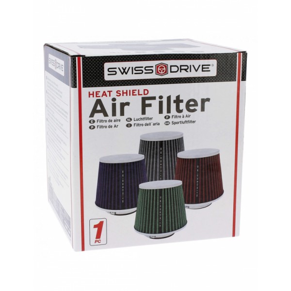 Filtro de Aire Cerrado Universal para Coche Incluye 4 Adaptadores 60mm 65mm 70mm 77mm Color Rojo