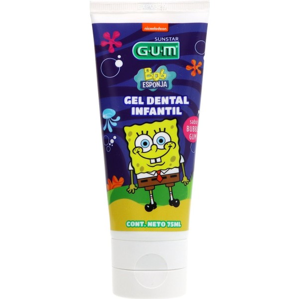 GUM Gel Dental Infantil Bob Esponja 75ml Sabor Chicle